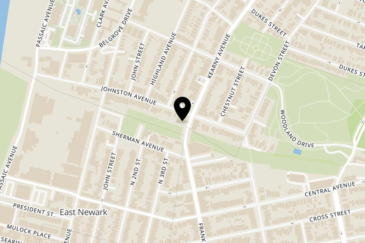 Map showing the location of Q'tal Bar & Grill on 3 Kearny Ave in Kearny